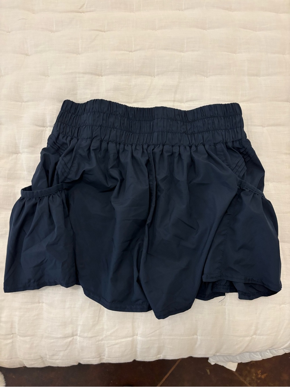 FP Movement by Free People Navy Smocked Waist Athletic Shorts